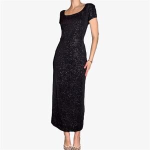 Black glittery maxi dress 90s